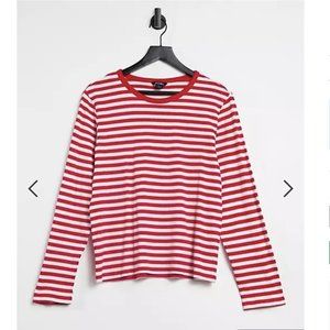 ⚡️SALE⚡️ MONKI Red white candy striped Christmas top long sleeve stripe shirt